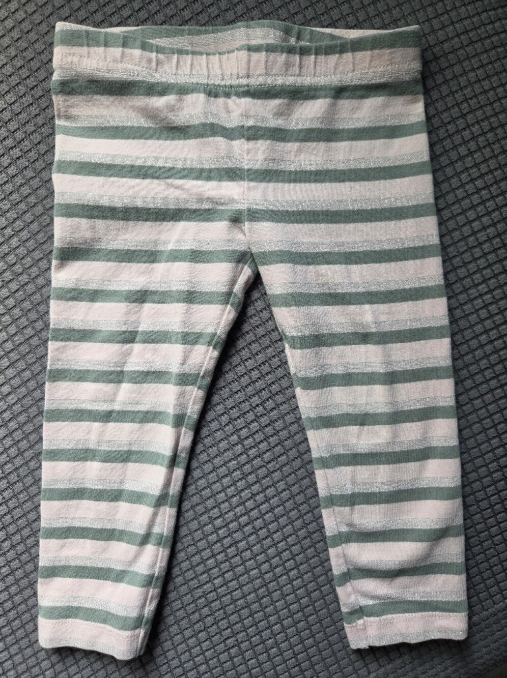 Tucker + Tate Green, Pink & Shimmering Silver Striped Kids Leggings Size 2T